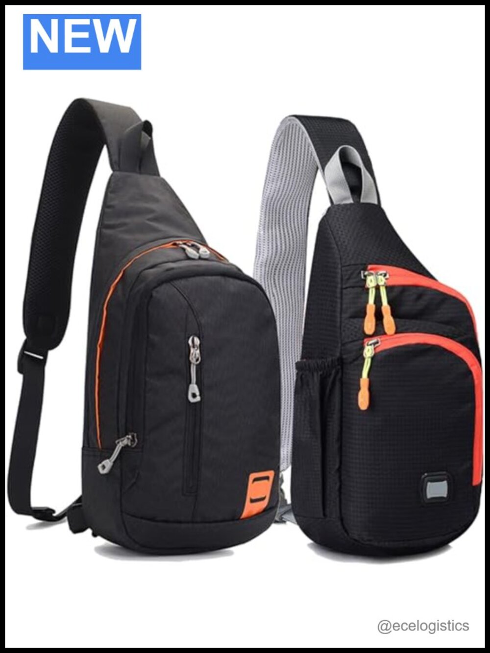Pack of 2 Sling Bags with Adjustable Straps, Water-Resistant Nylon, Crossbody